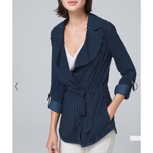 WHBM Knit Denim Belted Jacket